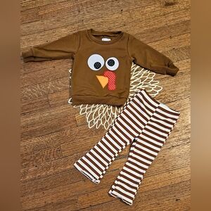 Thanksgiving Turkey Applique Outfit w/Top and matching Pants Size 9-12 m…